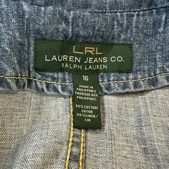 Ralph Lauren jeans chambray denim linen Jacket 16 - Picture 4 of 6